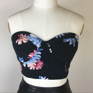 Forever 21 Bustier Crop Floral Top